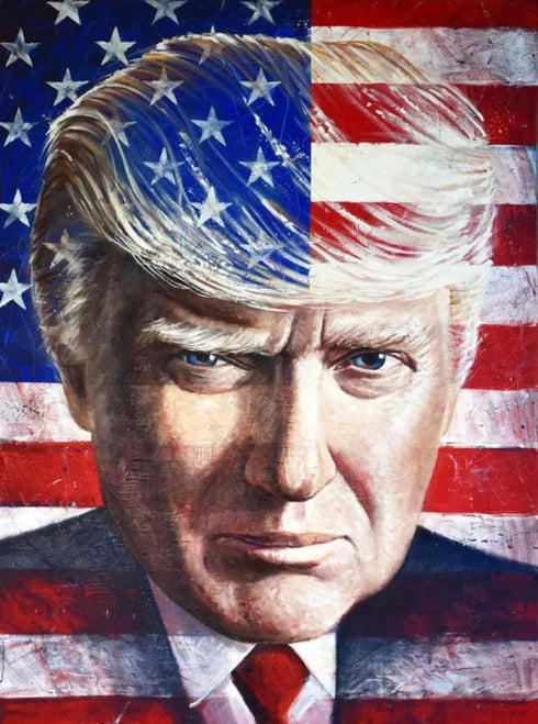 DIY 5D Diamond Painting Kits for Adults Diamond Art Trump American Flag Full Round Drill Embroidery Kits Crystal Rhinestone Art for Mosaic Gift Ho...