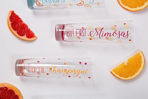 Pavilion Gift Company Pop 8 oz Champagne Flute, Clear, Yellow, Orange...