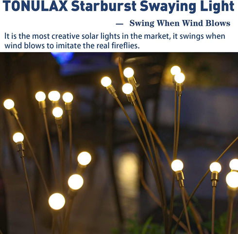 TONULAX Solar Garden Lights - New Upgraded Solar Swaying Light, Sway by Wind, Solar Outdoor Lights, Yard Patio Pathway Decoration, High Flexibilit...