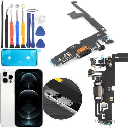 Dock Connector for iPhone 12 Pro Max USB Charging Port Flex Cable Replacement for iPhone 12 Pro Max Charger Dock Board Connector Assembly with Too...