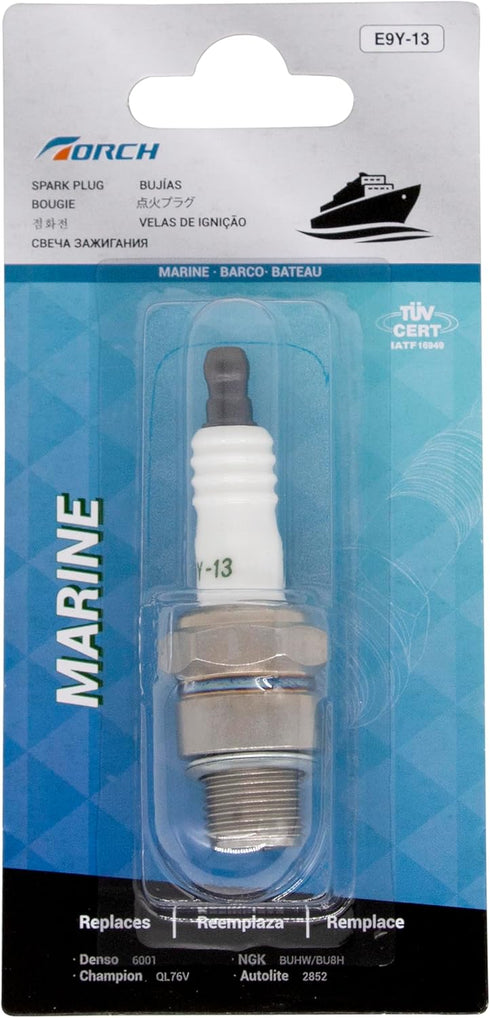 TORCH E9Y-13 Marine Boat Spark Plug Replace for Autolite 2852 Spark Plug, for NGK BUHW 2622 BU8H 6431 Spark Plug, for Denso 6001 Spark Plug, for C...