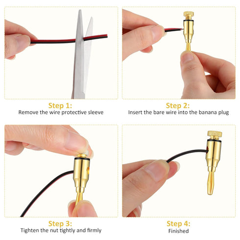 60 Pcs Banana Plugs Gold Plated Speaker Banana Plugs 30 Pairs/ 60 pcs Banana Adapter Connector for Speaker Wire, Wall Plate, Home Theater, Audio/V...
