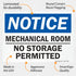 SmartSign - U9-2250-ND_5x7 "Notice - Mechanical Room, No Storage Permitted" Label | 5" x 7" Laminated Vinyl...