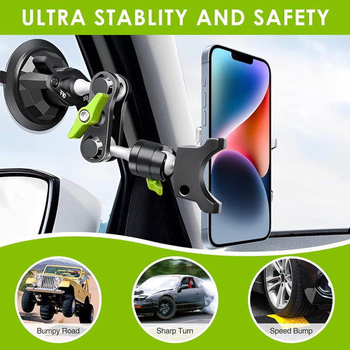 Suction Cup Holder Phone Mount Car 360° Rotating,Universal Ball Head Arm for Phone Car Holder Video Recording Vlog Ballhead Magic Arm Cell Phone f...