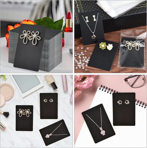 Coopay 120 Pieces Earring Necklace Display Cards Jewelry Holder Cards with 200 Earring Backs and 120 Self-Sealing Bags for Ear Pendants Necklaces ...