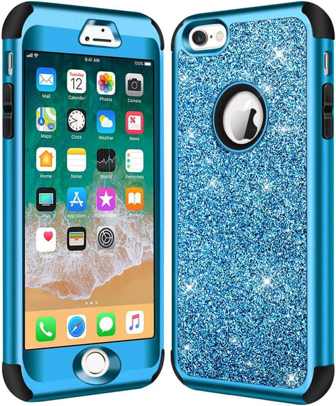 Hython Compatible with iPhone 6/6s Case, Heavy Duty Full-Body Defender Protective Case Bling Glitter Sparkle Hard Shell Hybrid Shockproof Rubber B...