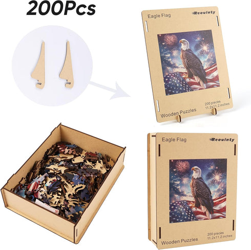 Wooden Puzzle for Adults, Eagle Flag Wooden Jigsaw Puzzles(11.2 * 11.2in-200pcs), Beautiful Wooden Puzzle with Box Birthday Gifts for Adults and K...