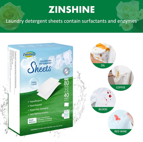 Eco-friendly Laundry Detergent Sheets (80 sheets 160 loads) - Concentrated for Deep Cleaning, Plant Based Laundry Strips, Washer Sheets Detergent ...