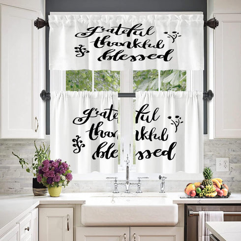 Inspirational Quote Love Kitchen Valances Half Window Curtain, Inspirational Thanksful Quote Message Blackout Decoration Valances Curtains Drapes ...