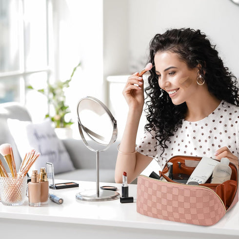 MIYCOO Makeup Bag, Large Capacity Travel Cosmetic Bag for Women, Waterproof Travel Makeup Bag Organizer, Open Flat Toiletry Bag, Portable Pouch wi...