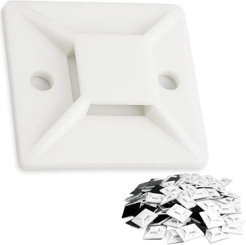 Super-Adhesive X-Large Cable Tie Mounts 100 Pack For Fast, Frustration-Free Wire Management. Anchor These Zip Tie Bases Tools-Free With Sticky Bac...