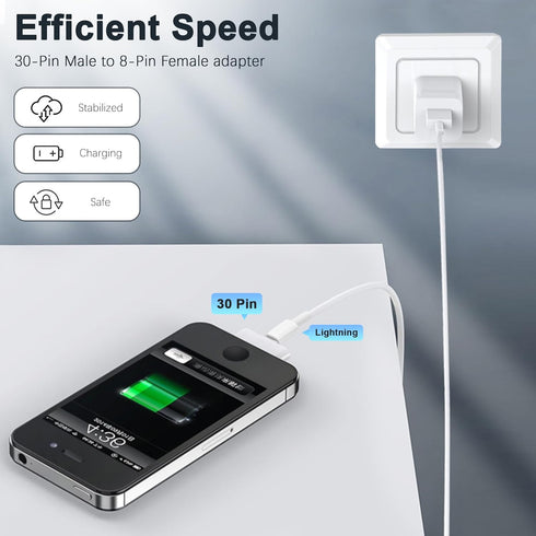 Lightning to 30 Pin Adapter Charging Sync Connector 8 Pin Female to 30 Pin Male Adapter Adapter for Select iPhone, iPad and iPod Models...