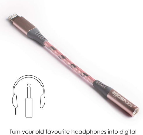 BoomPods Audioline MFI Certified Connector - 3.5mm AUX Jack Headphone Lightning Audio Adapter Braided Cable Cord Connector for iPhone Headphones.....