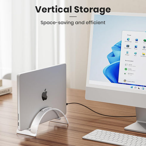 Acrylic Vertical Laptop Stand for Desk,Acrylic Invisible Desktop Notebook Dock,Vertical Laptop Holder Space-Saving Organizer for All MacBook, Surf...
