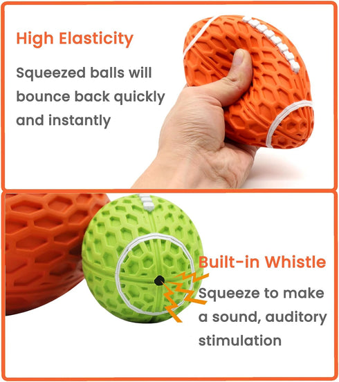 Dog Toys, Rugby Squeaky Dog Toys for Aggressive Chewers, Rubber Tough Dog Toys, Durable and Indestructible Football Dog Toys for Medium Large Dog ...