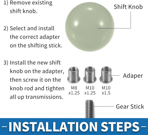 Universal Shift Knob Round Ball Stick Shifter Lever Knob with 3 Adapter for Automatic and Manual Vehicle Acrylic Blue (Set of 4)...