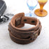 Womens and Mens Genuine Cuff Bangle Leather Bracelet Adjustable Wristband in Punk Design Coffee 30G | Punk Bracelets | Bracelets for Men | Bracele...