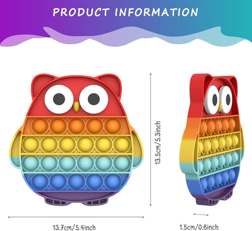 Pop Fidget It Toy,Push Pop Bubble Fidget Sensory Toy,Autism, Stress, Anxiety Toy for Kids and Adults(Rainbow-Owl)...