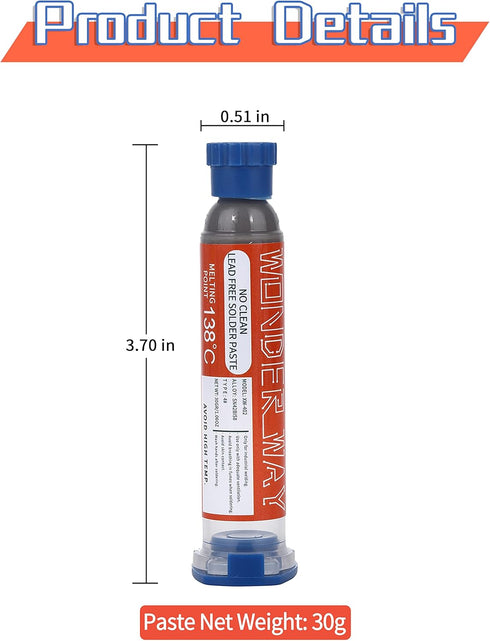 Sn42/Bi58 T4 Lead Free Solder Paste (30g) & Lead-Free Solder Flux 10cc, Supplied By Wonderway...