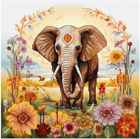51buyoutgo Elephant 11ct Cross Stitch Kits, 11 CT Funny Pre Printed Counted Stamped Cross Stitch Embroidery Needlepoint Needlework Patterns Kits f...