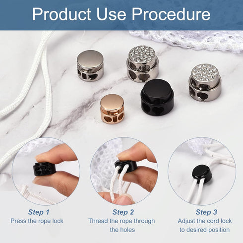 uxcell 12pcs Metal Cord Locks, 3.5mm Double Hole Spring Stopper Fasteners Slider Toggles End for Drawstrings Bags Backpack Clothing Lanyard, Black...