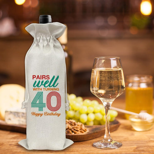 40th Birthday Gifts Wine Bag Congratulations Gifts for Women Men Parents Mom Dad Anniversary Favors 1984 with Time Information Wine Gift Bag...