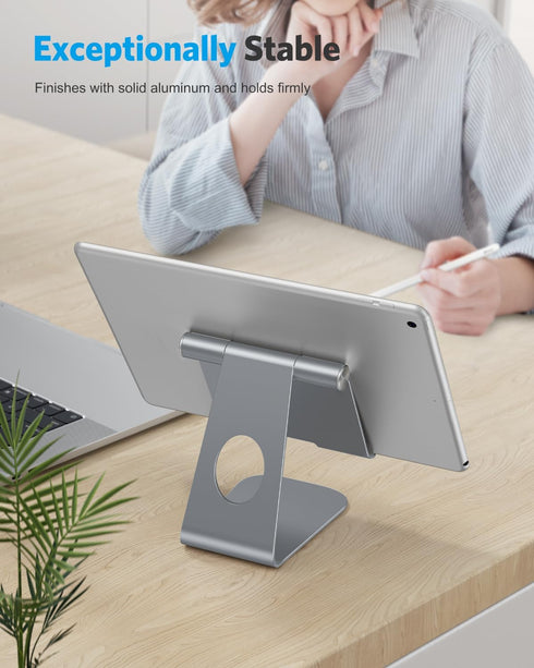 OMOTON Tablet Stand Holder Angle Adjustable, T1 Desktop Aluminum Tablet Dock Cradle Compatible with iPad Air/Mini, iPad 10.2, iPad Pro 11/12.9, Sa...