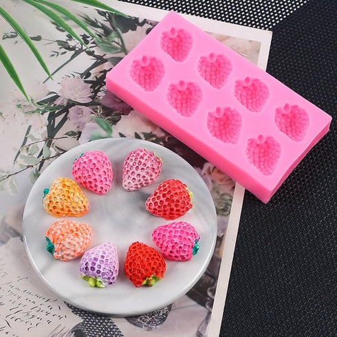 5 Pcs Strawberry Baking Mold 3D Cupcake Strawberry Mold Strawberry Silicone Fondant Mold for DIY Topper Decorating Cake Chocolate Cookies Sugar Po...
