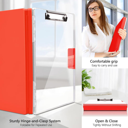 Clipboard with Storage,Heavy Duty Clip Boards 8.5x11 with 2 Storage Case,Clear Visible Top Panel Storage Clipboards,Side Opening Clip Boards,Nursi...