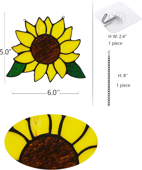 Sunflowers Gifts Stained Glass Window Hanging,Handmade Sunflower Kitchen Decor Suncatcher for Window, Sunflowers Gifts for Women,Birthday Giftss f...