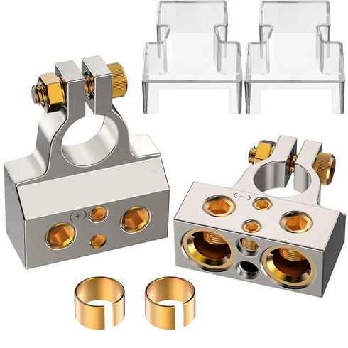 Heavy Duty Car Battery Connectors, 0/2/4/6/8/10 AWG, Top Post Multiple Battery Terminals (Silver)...