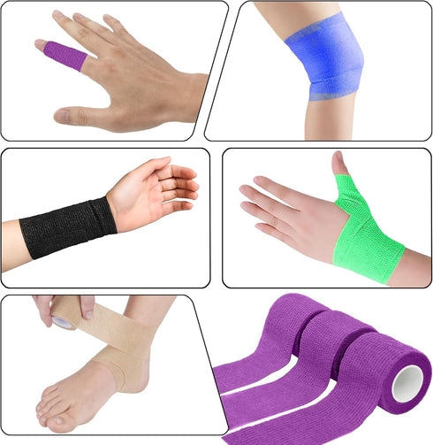 6 Pack 2 Inches Self Adhesive Bandage Wrap Breathable Cohesive Bandage Elastic Tape for Pets, Athletic, Sports, Wrist, Knee, Ankle(5 Yards Per Rol...