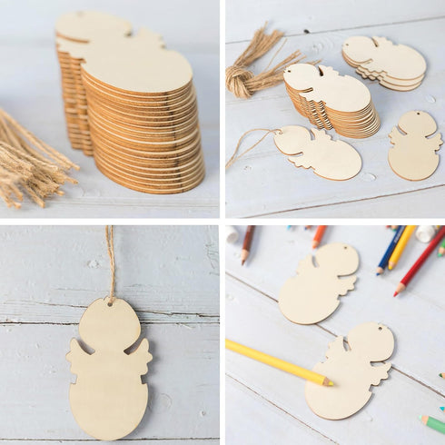 Egg Chicken Shape Wooden Easter Egg Cutouts Blank with Twines Wood Slices Ornaments for Christmas Birthday Party Happy Easter Spring Home Decor DI...