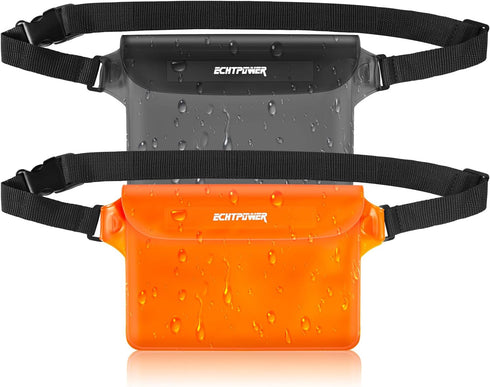 ECHTPower 2-Pack Waterproof Pouch Bag with Waist Strap, Waterproof Fanny Pack, Dry Bag with Adjustable Belt for Beach Bulk Swimming Kayaking Float...