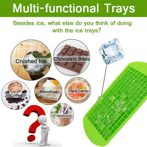 Silicone Mini Ice Cube Trays 2 Pack, 160 Small Ice Cube Molds Easy Release Crushed Ice Cube for Chilling Whiskey Cocktail, BPA Free Flexible Stack...