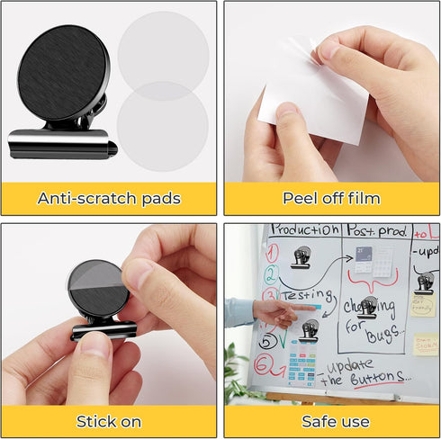 60 Pack Fridge Magnets Refrigerator Magnets, Black Magnetic Clips Whiteboard Magnets, Magnetic Clips Heavy Duty, Clip Magnets for Photo Displays, ...