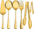 Serving Utensils, XEVOM 6-Piece Stainless Steel Serving Utensil Set Include Serving Spoon, Slotted Serving Spoon, Serving Fork,Serving Tong, Appet...