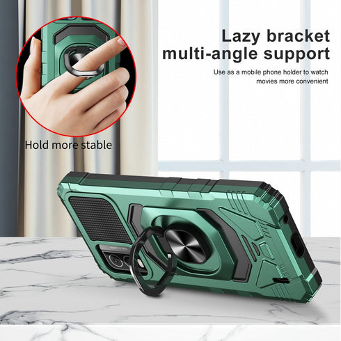 for Nokia C210 Case with Tempered Glass Screen Protector,Military Grade Heavy Duty Shockproof Protective Cover,with Ring Kickstand Full-Body Prote...