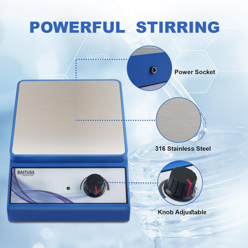 Magnetic Stirrer with Stir Bar, Stir Plate with Stainless Steel Worktop, 3000RPM Magnetic Stir Plate, Magnetic Mixer Max Stirring Capacity: 3500mL...
