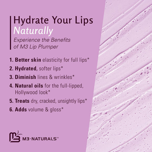 M3 Naturals Collagen Lip Plumper Clinically Proven Natural Lip Enhancer for Fuller Softer Lips Increased Elasticity Reduce Fine Lines Hydrating Pl...