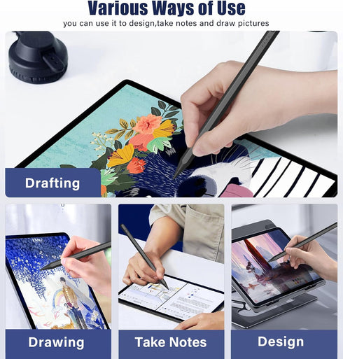 Black Stylus Pen for iPad,35 Mins Fast Charging for Apple iPad Pencil,Palm Rejection, Tilt Sensitivity, Work for 2018-2023 Apple iPad Pro 11/12.9 ...