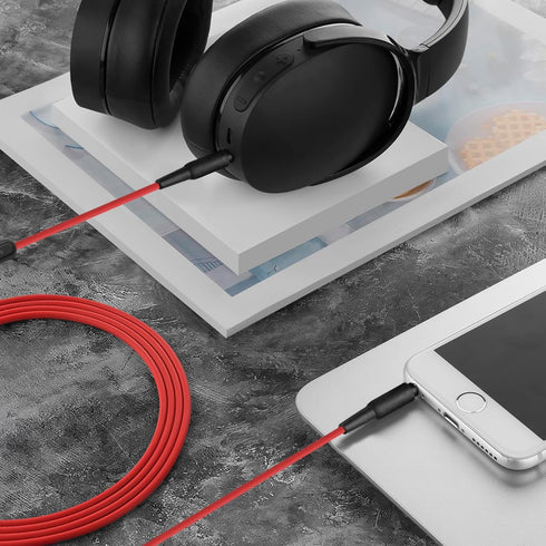 GEEKRIA Audio Cable with Mic Compatible with Skullcandy Hesh Evo, Crusher Evo, Crusher Wireless, Cassette, Riff 2, 3.5mm Aux Replacement Stereo Co...