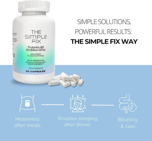 Daily Probiotic 60 Billion CFUs w/Organic Prebiotics - Gut Health, Clear Skin, Bloating Aid and Enhanced Nutrient Absorption. Probiotics for Woman...