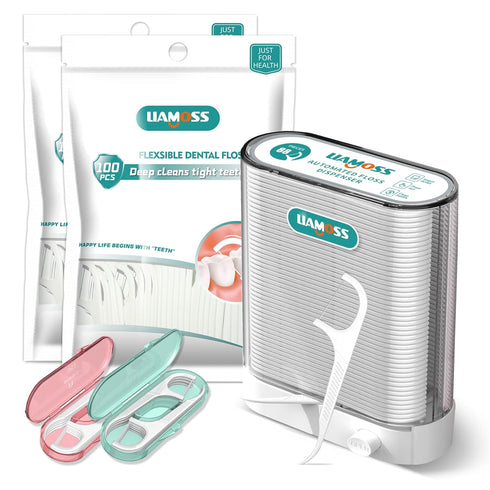 Dental Floss Picks Dispenser-308 Count Professional Cavity Resistant Flossers-LIAMOSS Automatic Pop Up Organiser Case-Intelligent Sealed Storage-A...