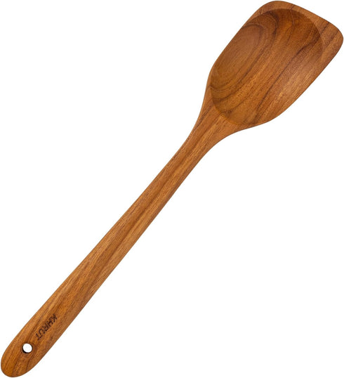 Teak Corner Spoon, 13.2 inch long, Teak wooden utensils, Wooden Corner Spoon, Long handle Corner Spoon for cooking, Teflon friendly, Natural Teak ...