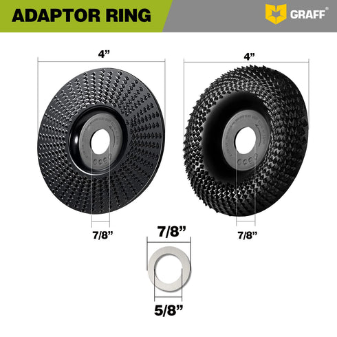 GRAFF Premium Wood Carving Disc 4 Inch for Angle Grinder - Set Shaping and Grinding Wheel for Wood, Drywall, Chipboard, Plastic - Woodworking Angl...