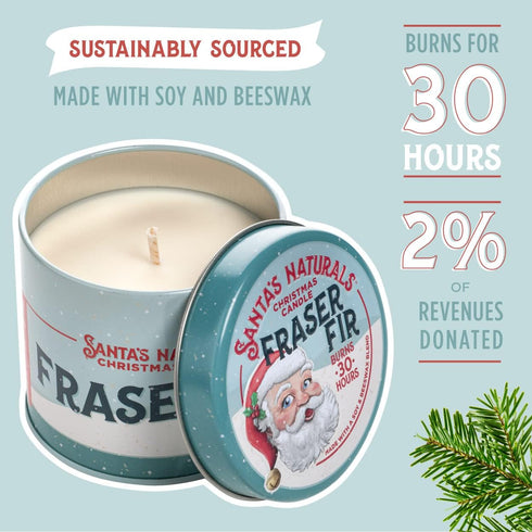 Santa's Naturals Fraser Fir Christmas Candle (9oz) | Authentic Pine Scent | Christmas Gift | Burns 30+ Hours | Made in USA | Soy and Beeswax Blend...