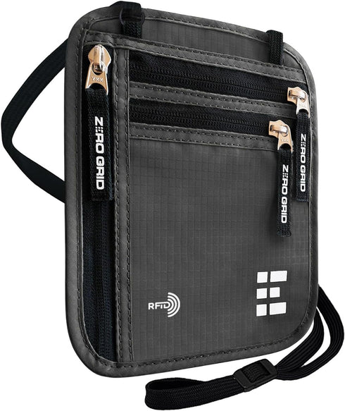 Neck Wallet for Travel & Passport Holder with RFID Blocking - Slim & Easy to Conceal Nylon Travel Pouch for men & women - Holds Phone, Cash, Cards...