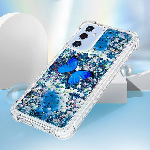 for Samsung Galaxy A15 5G Glitter Case Quicksand Floating Liquid Ultra Slim Fit Shockproof Silicone Case Protective Bumper Shell Case for Galaxy A...