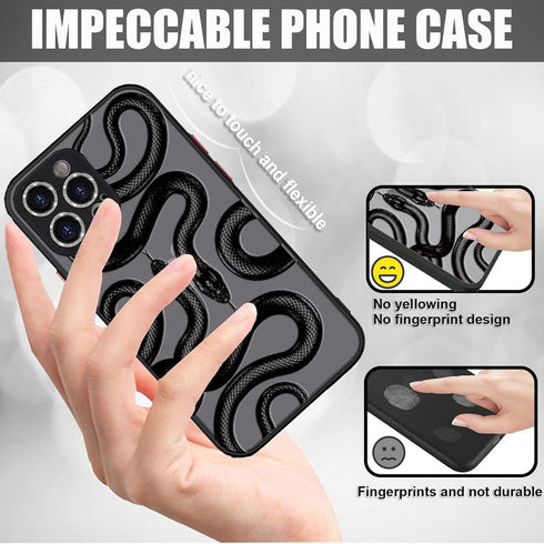 iPhone 11 Pro Max Case with Bling Camera Lens Protector Cute Fashion Luruxy Black Snake 3D Pattern Slim Shockproof iPhone 11 Pro Max Case for Wome...